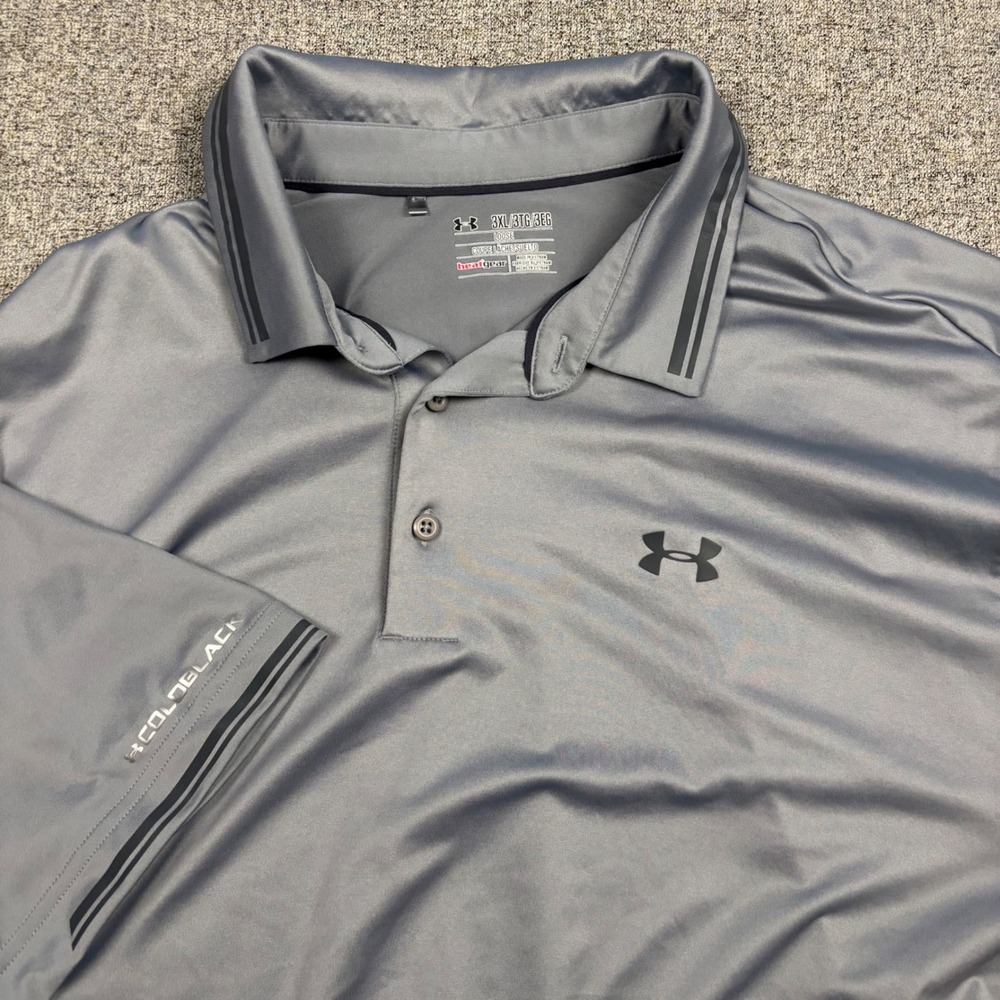 Under Armour Polo Mens 3XL HeatGear Coldblack Gray Short Sleeve Loose Fit Shirt